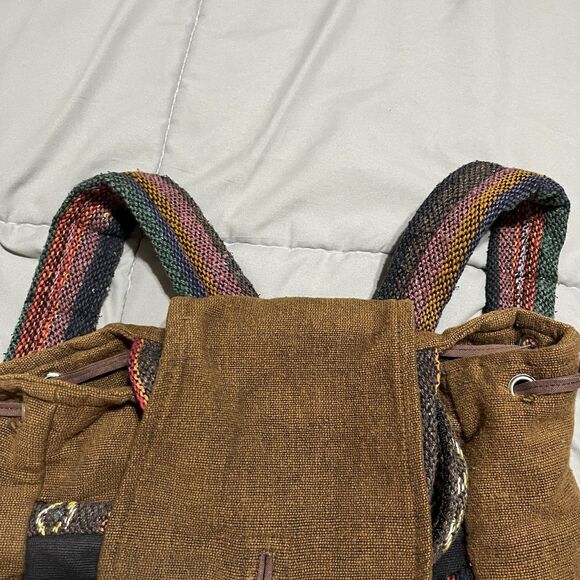Handmade Hemp Backpack Nepal Fair Trade Hiking Boho Colorful Gorpcore School Bag main image 2